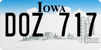 IA license plate DOZ717