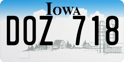 IA license plate DOZ718