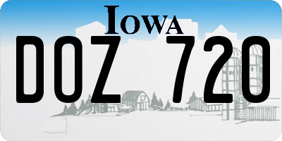 IA license plate DOZ720