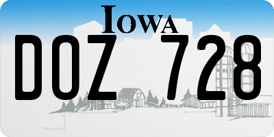 IA license plate DOZ728