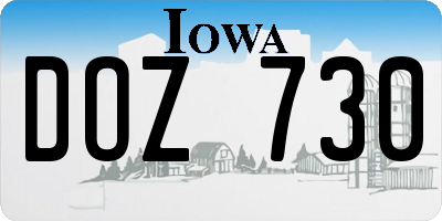 IA license plate DOZ730