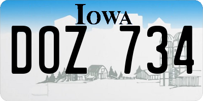 IA license plate DOZ734