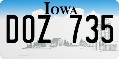IA license plate DOZ735