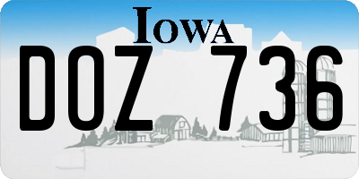 IA license plate DOZ736