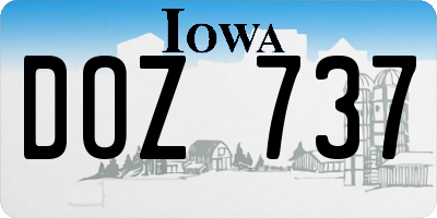 IA license plate DOZ737