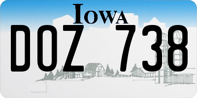 IA license plate DOZ738
