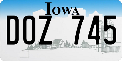 IA license plate DOZ745