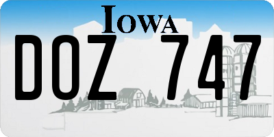 IA license plate DOZ747
