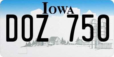 IA license plate DOZ750