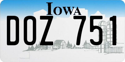 IA license plate DOZ751