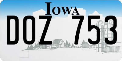 IA license plate DOZ753