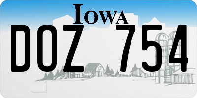 IA license plate DOZ754