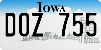 IA license plate DOZ755