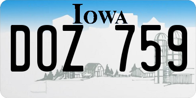 IA license plate DOZ759