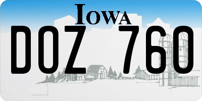 IA license plate DOZ760