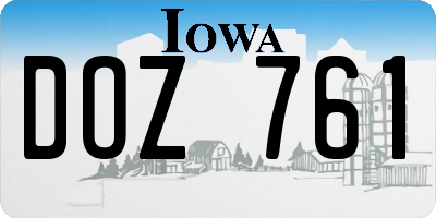 IA license plate DOZ761