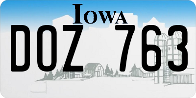 IA license plate DOZ763