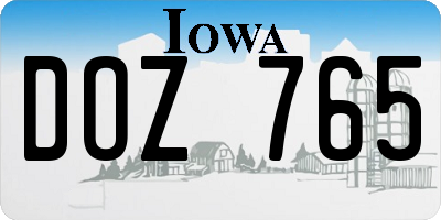 IA license plate DOZ765