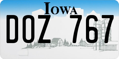 IA license plate DOZ767