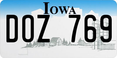 IA license plate DOZ769