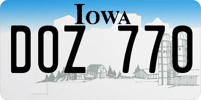 IA license plate DOZ770