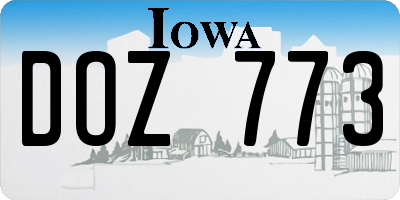 IA license plate DOZ773