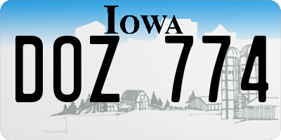 IA license plate DOZ774