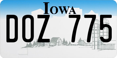 IA license plate DOZ775