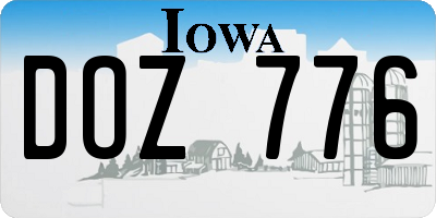 IA license plate DOZ776