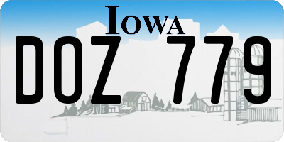 IA license plate DOZ779