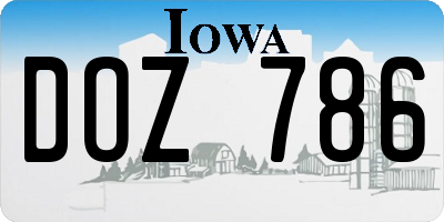 IA license plate DOZ786