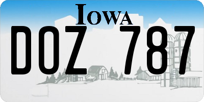 IA license plate DOZ787