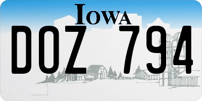 IA license plate DOZ794