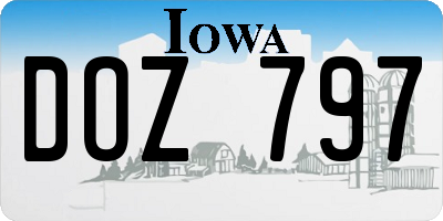 IA license plate DOZ797