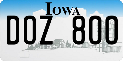 IA license plate DOZ800