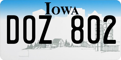 IA license plate DOZ802