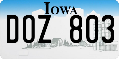 IA license plate DOZ803
