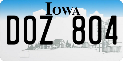 IA license plate DOZ804