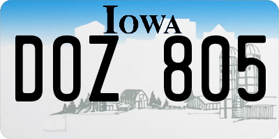 IA license plate DOZ805