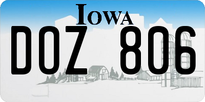 IA license plate DOZ806