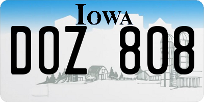 IA license plate DOZ808