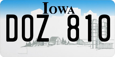 IA license plate DOZ810