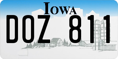 IA license plate DOZ811
