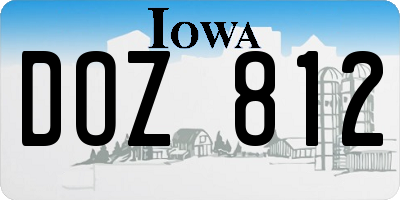 IA license plate DOZ812