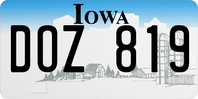 IA license plate DOZ819