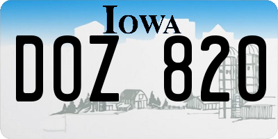 IA license plate DOZ820
