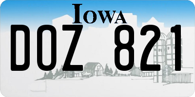 IA license plate DOZ821