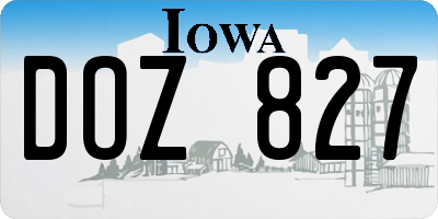 IA license plate DOZ827