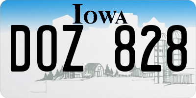 IA license plate DOZ828