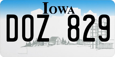 IA license plate DOZ829